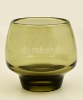 Szürke üveg Gyertyatartó, Karcolásokkal, M: 12,5 M, D: 10 Cm - Glass & Crystal