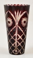 Rubin Vörös Váza, Több Rétegű, Csiszolt, Karcolásokkal, M: 19 Cm - Glass & Crystal