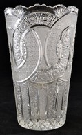 Ólomkristály Váza, Gazdagon Csiszolt, Hibátlan, Jelzés Nélkül, M:26, D:16 Cm - Glas & Kristal