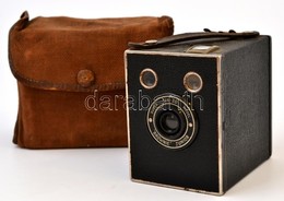 Cca 1935 Kodak Eastman Super Six-20 Brownie Junior Box Fényképezőgép, Eredeti Vászon Tokjában, Működőképes, Jó állapotba - Fototoestellen