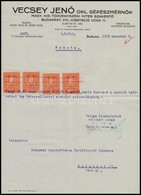 1928 Bp.VIII., Vecsey Jenő Okl. Gépészmérnök Fejléces Levélpapírjára írt Nyugta Okmánybélyegekkel - Zonder Classificatie