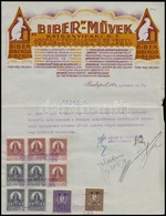 1928 Bp., 'Biber'-Művek Kátrányipari Rt. Díszes Fejléces Levélpapírjára írt Nyugta Okmánybélyegekkel - Zonder Classificatie