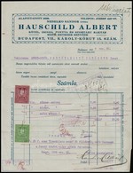 1928 Bp., Hauschild Albert Kötél, Zsineg, Ponyva Stb. Raktárának Fejléces Számlája Okmánybélyegekkel - Zonder Classificatie