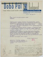 1942 Bp.V., Dobó Pál Nyomdája és Üzletikönyv Gyára Fejléces Levélpapírjára írt Levél - Zonder Classificatie