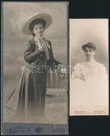 Cca 1900-1910 Divatos Hölgyek, 2 Db Keményhátú Fotó Pozsonyi és Budapesti Műtermekből, 12×5 és 16×8 Cm - Andere & Zonder Classificatie