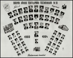 1964 Bolyai János Textilipari Technikum. IV. B. 1960-1964., Tablófotó, 24x30 Cm - Andere & Zonder Classificatie