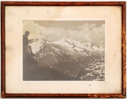 Cca 1920(?) Hegymászás Közben, Fotó, üvegezett Fa Keretben, 17,5×23 Cm - Andere & Zonder Classificatie