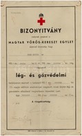 1936 A Magyar Vöröskereszt Egylet által Kiállított Lég- és Gázvédelmi Bizonyítvány - Reclame