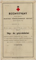 1936 A Magyar Vöröskereszt Egylet által Kiállított Lég- és Gázvédelmi Bizonyítvány - Werbung