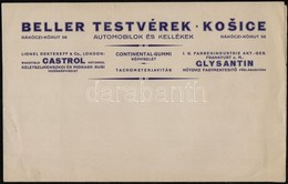 Cca 1920 Beller Tesvérek Košice Díszes Fejléces Papír - Advertising