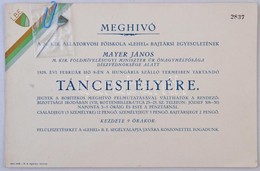 1928 A Magyar Állatorvosi Főiskola Lehel Bajtársi Egyesületének Meghívója Táncestélyre + Zománc Jelvény - Zonder Classificatie