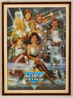 Cca 1985 Kiss And Roundkicks Zenekar Plakát, Hajtásnyommal, üvegezett Keretben, 65×45 Cm - Other & Unclassified