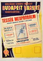 Országos Cirkusz Vállalat Budapest Varieté Plakátja, Patria Nyomda, Hajtott, Kis Szakadásokkal, 68×48 Cm - Andere & Zonder Classificatie