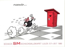 ** * 7 Db MODERN Svéd Sakk Karikatúra Motívumlap / 7 Modern Swedish Chess Caricature Motive Postcards - Ohne Zuordnung