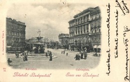 T4 1898 Budapest VIII. Kálvin Tér, Gyógyszertár, Szökőkút, Villamos (lyuk / Hole) - Zonder Classificatie