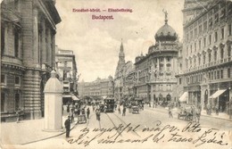 T2/T3 1907 Budapest VIII. Erzsébet Körút (Blaha Lujza Tér), üzletek, Villamos (fl) - Zonder Classificatie