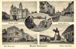 T2 Kolozsvár, Cluj; Nemzeti Színház, Horthy Miklós út, Mátyás Király Szobor, Deák Ferenc Utca / Theatre, Statue, Streets - Zonder Classificatie