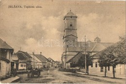 * T2/T3 Jolsva, Jelsava; Fürdő Utca, Templom / Teplická Ulica / Street View With Church (EK) - Zonder Classificatie