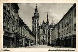 * T2/T3 Kassa, Kosice; Szatmáry György Utca, Dóm, Dirnbaum Ignác üzlete / Street, Dome, Shops (EK) - Zonder Classificatie