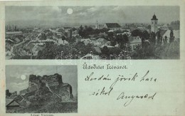 * T4 Léva, Levice; Várrom, Látkép A Zsinagógával / Castle Ruins, General View With Synagogue  (vágott / Cut) - Zonder Classificatie