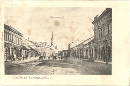 T2/T3 1907 Losonc, Lucenec; Gácsi Utca II., Belach Lajos üzlete / Street, Shops  (fl) - Zonder Classificatie