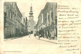 T2/T3 1904 Pozsony, Pressburg, Bratislava; Mihály Kapu Utca, Dr. Ignatz Lunzer üzlete. Edgar Schmidt Kiadása / Michaeler - Zonder Classificatie