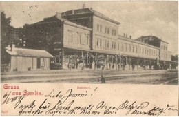 T2 1898  Zimony, Semlin, Zemun; Bahnhof / Vasútállomás, Létra, Gőzmozdony / Railway Station, Ladder, Locomotive - Zonder Classificatie