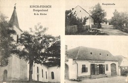 ** T2 Egyházasfüzes, Kirchfidisch; Római Katolikus Templom, Fő Utca, Frauer Johann Vendéglője és üzlete / R.k. Kirche, H - Ohne Zuordnung