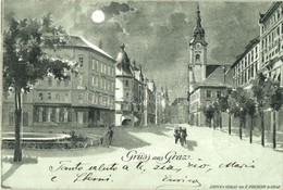 T2 1897 (Vorläufer!) Graz, Street View At Night. E. Presuhn - Ohne Zuordnung