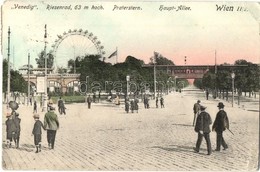 T2/T3 Vienna, Wien II. 'Venedig In Wien', Riesenrad, Praterstern, Haupt Allee. P. Ledermann 1908. / Amusement Park (EK) - Zonder Classificatie