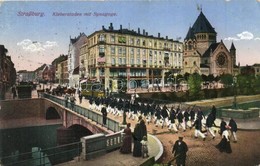 T2/T3 Strasbourg, Strassburg; Kleberstaden Mit Synagoge / Street View With Marching Mariners, Tram, Synagogue. Judaica   - Ohne Zuordnung