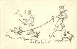 T2/T3 Lasszó. Cserkész Művészlap / Lasso. Hungarian Boy Scout Art Postcard S: Petry (EK) - Ohne Zuordnung