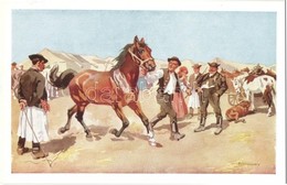 ** T1 Lóvásár; Hortobágyi Folklór Művészlap / Hungarian Folklore Art Postcard S: Benyovszky - Zonder Classificatie