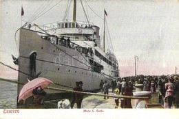 ** T2 Trieste, Trst; Molo S. Carlo, Lloyddampfer Thalia / Lloyd Austriaco Austrian Steamship SS Thalia In The Port Of Tr - Ohne Zuordnung