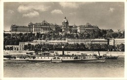 T2 Visegrád (exIMRE) Gőzüzemű Oldalkerekes Személyhajó Budapesten A Vár Előtt / Hungarian Passenger Steamship In Budapes - Unclassified