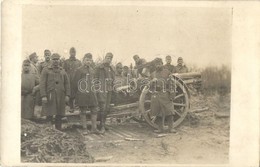 T2 1916 15 Cm Kaliberű ágyú. Csoportkép / WWI K.u.k. Military, 15 Cm Cannon. Group Photo + FELDPOSTAMT 90 - Ohne Zuordnung