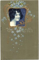 T2/T3 Raphael Kirchner Style Embossed Art Postcard (EK) - Zonder Classificatie