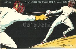 ** T2/T3 1924 Paris, Jeux Olympiques, Épée / 1924 Summer Olympics Advertisement Postcard, Fencing. L. Pautauberge Litho  - Unclassified