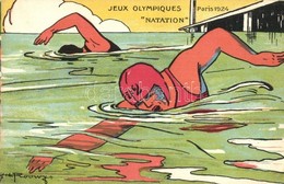 ** T1/T2 1924 Paris, Jeux Olympiques, Natation / VIII Olympiad / 1924 Summer Olympics Advertisement Postcard, Olympic Ga - Ohne Zuordnung