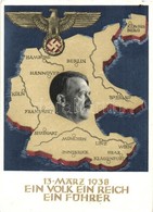 T2/T3 1938 Ein Volk, Ein Reich, Ein Führer! / Adolf Hitler, NSDAP German Nazi Party Propaganda, Map, Swastika; 6 Ga. + 1 - Ohne Zuordnung