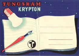 * T3/T4 Tungsram Krypton Izzó Reklámlapja / Hungarian Light Bulb Advertisement Postcard (fa) - Zonder Classificatie