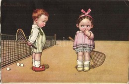 T2/T3 Children Playing Tennis. Italian Art Postcard.  Anna & Gasparini 1962-2. S: Colombo (EK) - Unclassified