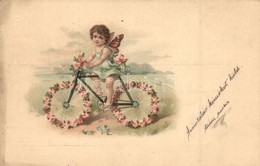 T2 Angel On Bicycle, Greeting Card, Litho - Ohne Zuordnung