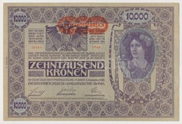 1918. 10.000K Hátlap Rajzos, 'DEUTSCHÖSTERREICH' Felülbélyegzéssel T:I- - Ohne Zuordnung