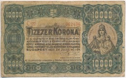 1923. 10.000K 'Orell Füssli Zürich' C és Három Sorozatszám, 6 Sorszám, Piros T:III- 
Adamo K42 - Zonder Classificatie