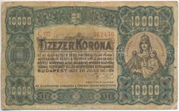 1923. 10.000K 'Orell Füssli Zürich' C és Három Sorozatszám, 6 Sorszám, Piros T:III- 
Adamo K42 - Unclassified