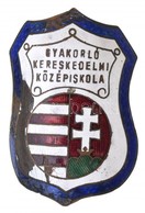 ~1930-1940. 'Gyakorló Kereskedelmi Középiskola' Zománcozott Br Jelvény (34x50mm) T:2- Sérült Zománc,zománchiány - Ohne Zuordnung