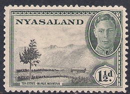 Nyasaland 1945 KGV1 1 1/2d Black & Grey Green MM SG 146 ( L1256 ) - Nyasaland (1907-1953)