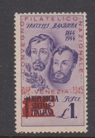 Italy S 513 1945 Bandiera Brothers Lire Una Overprinted  Venezia Convegno Filatelico,Mint Never Hinged, - Emisiones Locales/autónomas