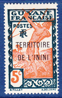 Timbre-poste Gommé Neuf** - Timbre De Guyane De 1929 Surchargé - Indigène Tirant à L'arc - N° 4 (Yvert) - Inini 1932 - Ungebraucht